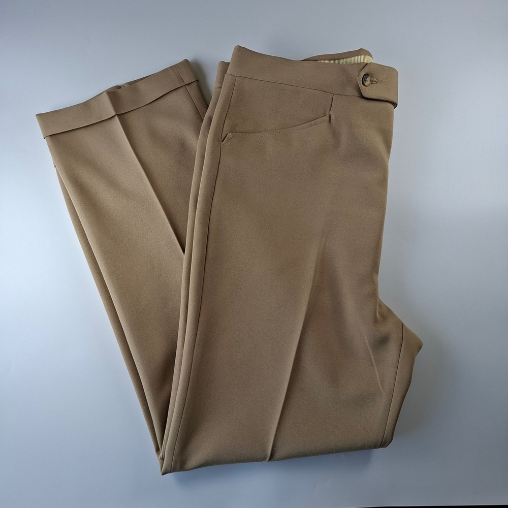 Vintage Haggar Expand-O-Matic Mens Dress Pants 38x30 Tan Khaki Cuffed Trousers